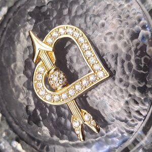 Swarovski Gold-Plated Heart and Arrow Brooch